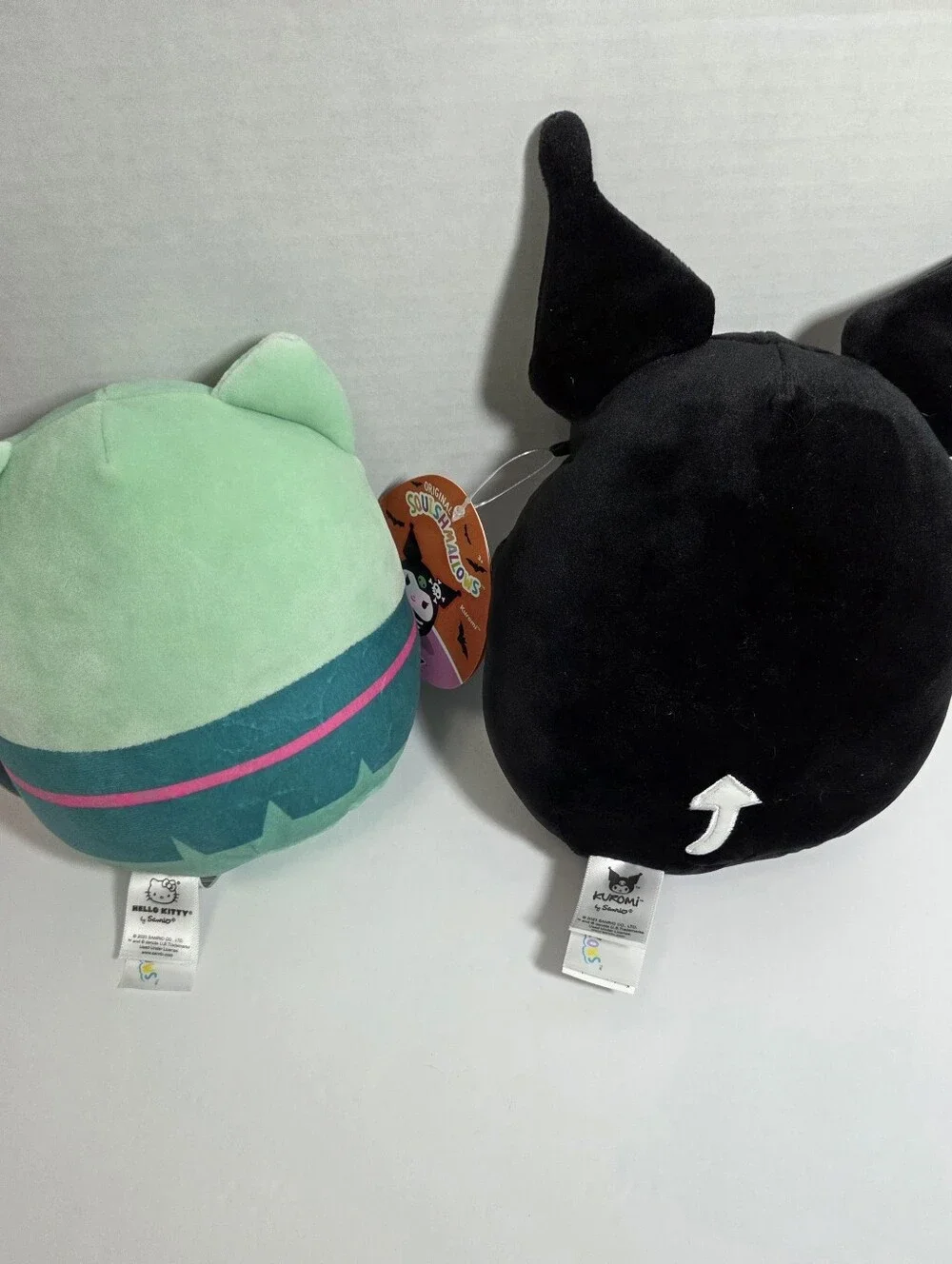 Sanrio Green Hello Kitty & Black Kuromi Plush Pair